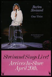 7w097 BARBRA STREISAND 23x35 music poster '86 full-length seated on chair, One Voice!