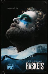 7w285 BASKETS tv poster '16 cool different image of Zach Galifianakis in the title role as Chip!