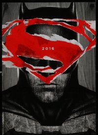 7w475 BATMAN V SUPERMAN mini poster '16 cool close up of Ben Affleck in title role under symbol!