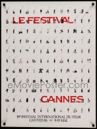 7w124 CANNES FILM FESTIVAL 1986 24x32 French film festival poster '86 art of many stars and scenes