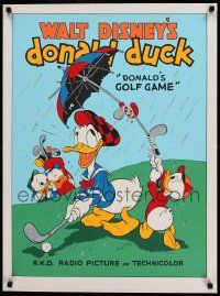 7w050 DONALD'S GOLF GAME 23x31 art print '70s-80s Donald Duck golfing w/Huey, Due and Louie!