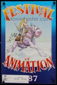 7w136 FESTIVAL OF ANIMATION 15x22 film festival poster '87 great fantasy art by Moebius!