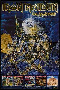 7w107 IRON MAIDEN 24x36 music poster '86 great art of Eddie rising from the grave by Derek Riggs!