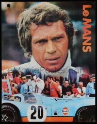 7w204 LE MANS special 17x22 '71 great close up image of race car driver Steve McQueen!
