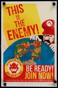 7w022 MARIO WWII PROPAGANDA signed 11x17 special '10s by Fernando Reza, this is the enemy, 60/100!