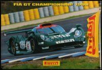 7w072 PIRELLI TIRES 27x39 advertising poster '98 FIA GT Championship, F1 race car!