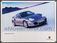 7w080 PORSCHE 30x40 German advertising poster '99 the 911 Turbo tearing up salt flats!