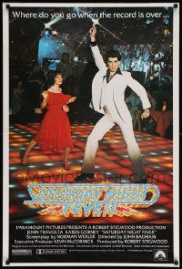 7w244 SATURDAY NIGHT FEVER 24x36 special '77 John Travolta & Karen Lynn Gorney, disco!