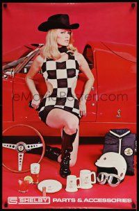 7w081 SHELBY 22x34 advertising poster '80s great image of sexy woman, beer and car!