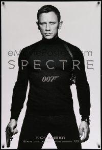 7w918 SPECTRE teaser DS 1sh '15 cool image of Daniel Craig as James Bond 007 with gun!