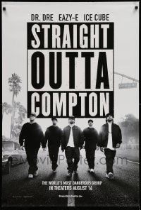 7w935 STRAIGHT OUTTA COMPTON teaser DS 1sh '15 Hawkins, Mitchell, Jackson, Brown J.R. and Hodge!