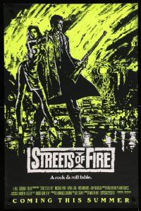 7w939 STREETS OF FIRE advance 1sh '84 Walter Hill, cool yellow dayglo Riehm art!