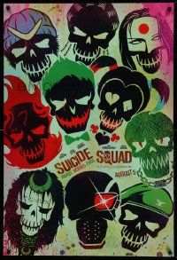 7w940 SUICIDE SQUAD teaser DS 1sh '16 Smith, Leto as the Joker, Robbie, Kinnaman, cool art!