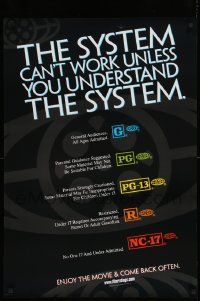 7w945 SYSTEM CAN'T WORK UNLESS YOU UNDERSTAND THE SYSTEM 27x39 1sh '00 MPAA rating guide!