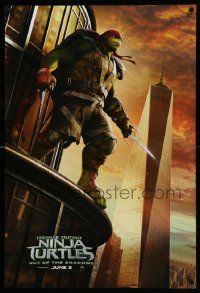 7w957 TEENAGE MUTANT NINJA TURTLES OUT OF THE SHADOWS teaser DS 1sh '16 great image of Raphael!