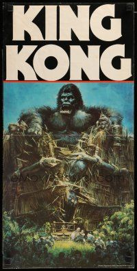 7w109 KING KONG 2-sided 12x24 music poster '76 the BIG Ape crashing through gate by Jon Berkey!