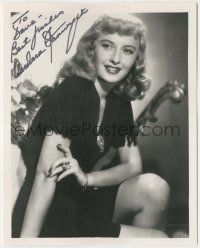 7x1187 BARBARA STANWYCK signed 8x10 REPRO still '90 sexy smiling portrait in fringed dress!