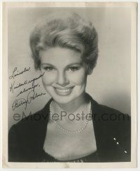 7x1190 BETSY PALMER signed 8x10 REPRO still '80s head & shoulders smiling portrait wearing pearls!