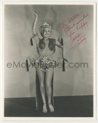 7x0698 BETTY GRABLE signed deluxe 8x10 still '54 in sexy outfit promoting Three for the Show!