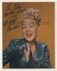 7x1049 BETTY HUTTON signed color 8x10 REPRO still '80s head & shoulders laughing portrait!