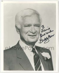 7x1199 BUDDY EBSEN signed 8x10 REPRO still '80s great head & shoulders portrait in suit & tie!