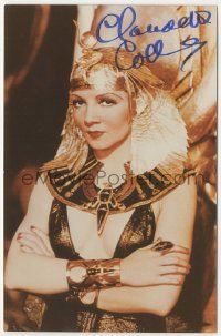 7x1027 CLAUDETTE COLBERT signed color 4x6 REPRO still '80s best portrait in costume as Cleopatra!