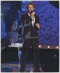 7x1056 CLAY AIKEN signed color 8x10 REPRO still '00s great c/u performing on TV's American Idol!