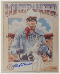 7x1057 CLAYTON MOORE signed color 8x10 REPRO still '90s great art as the Lone Ranger!