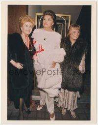 7x1063 DEBBIE REYNOLDS signed color 8x10.25 REPRO still '90s she's w/June Allyson & Esther Williams!