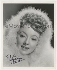 7x0735 EVELYN KEYES signed 8.25x10 still '46 c/u in fur, about to be in The Jolson Story by Coburn!