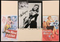 7x0329 IDA LUPINO signed cut magazine page in 13x18 display '40 sexy portrait w/great poster images!
