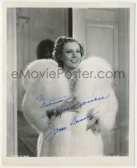 7x0761 IRENE DUNNE signed 8.25x10 still '30s wonderful smiling portrait in glamorous fur coat!