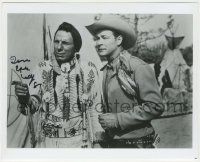 7x1263 IRON EYES CODY signed 8x10 REPRO still '80s as a Native American Indian with Roy Rogers!