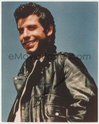 7x1100 JOHN TRAVOLTA signed color 8x10 REPRO still '90s smiling c/u in as Danny Zucco from Grease!