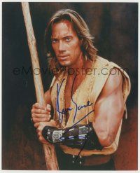 7x1111 KEVIN SORBO signed color 8x10 REPRO still '00s as Hercules holding staff & looking at camera!