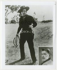 7x1310 LASH LA RUE signed 8x10 REPRO still '92 full-length portrait in cowboy costume with whip!