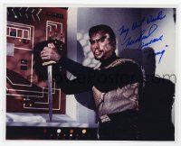 7x1130 MICHAEL ANSARA signed color 8x10 REPRO still '00 c/u as Kang with sword from TV's Star Trek!