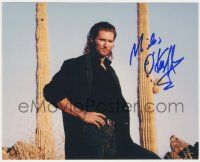 7x1131 MILES O'KEEFFE signed color 8x10 REPRO still '00s non-Tarzan close up standing in the desert!