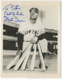 7x0641 MONTE IRVIN signed 8x10 publicity still '80s the New York Giants baseball player with bats!