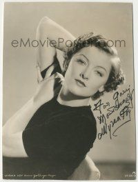 7x0828 MYRNA LOY signed 7x9.5 still '30s sexy close portrait with her hand behind her head!