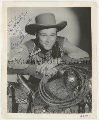 7x0849 ROY ROGERS signed 8.25x10 still '40s great portrait of the cowboy star, aw shucks you're cute