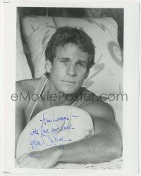 7x1365 RYAN O'NEAL signed 8x10 REPRO still '84 great close up wearing tanktop without a smile!