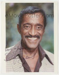 7x1147 SAMMY DAVIS JR signed color 8x10 REPRO still '80s great head & shoulders smiling portrait!