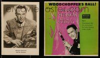 7x0663 WOODY HERMAN signed 5x7 music publicity still '50s includes Woodchopper's Ball record album!