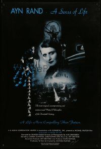 7x0381 AYN RAND: A SENSE OF LIFE signed 1sh '97 by poster designer Joel D. Levinson, cool montage!