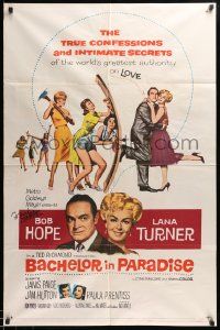7x0210 BACHELOR IN PARADISE signed 1sh '61 by Bob Hope, world's greatest lover with sexy Lana Turner