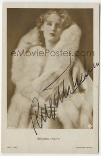 7x0455 BRIGITTE HELM signed German Ross postcard '20s great close portrait wearing cool fur coat!