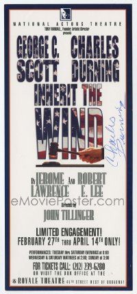 7x0262 CHARLES DURNING signed stage play herald '96 on Broadway starring in Inherit the Wind!