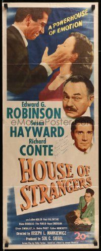 7x0416 HOUSE OF STRANGERS signed insert '49 by director Joseph L. Mankiewicz, powerhouse of emotion!