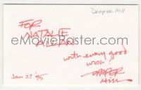 7x0910 DRAPER HILL signed 3x5 index card '95 can be framed & displayed with a repro still!